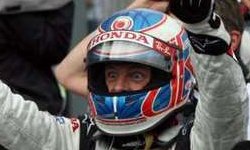 Jenson looking a bit scary, quite frankly, after his first win, at Hungary in 2006.